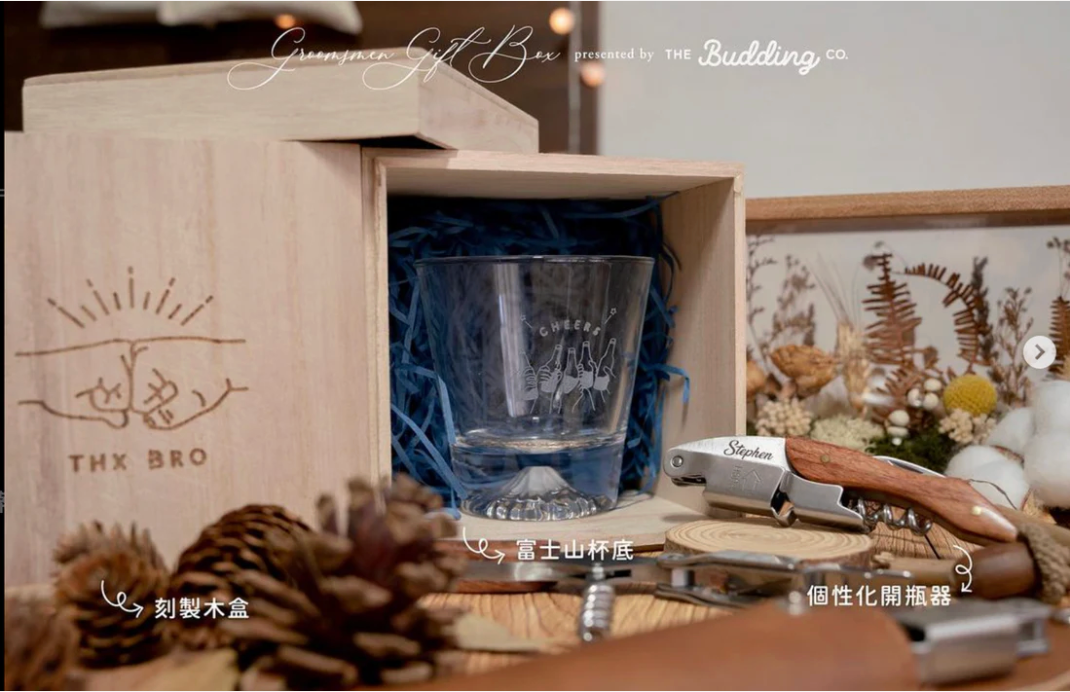 訂製圖案酒杯連木盒+開瓶器Gift Box